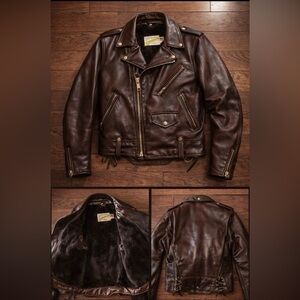 Vtg Schott Perfecto 618 Leather Biker Jacket Moto Core USA SZ 36| (20x26.5)